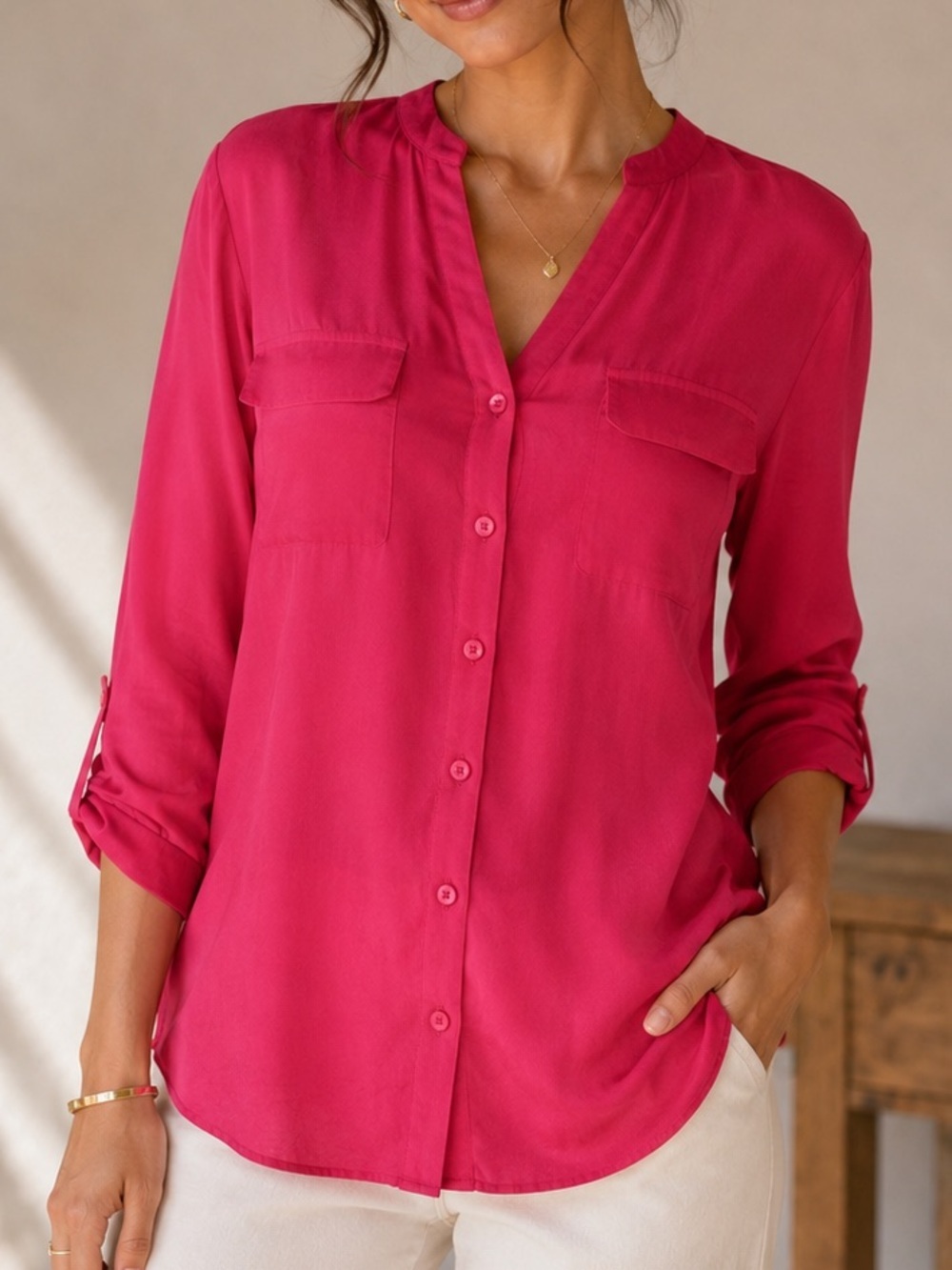 Honors 100% Silk Women's Magenta Blouse